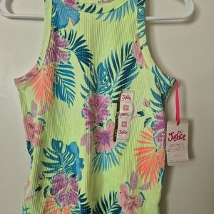 Justice Neon Floral Tank Top